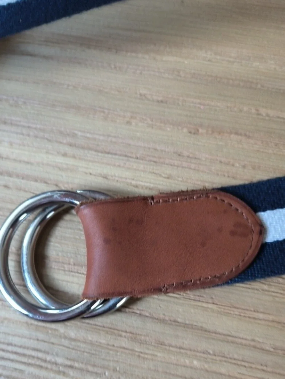 Polo Ralph Lauren US Open Canvas O-Ring Belt Navy White Stripe Size L 48